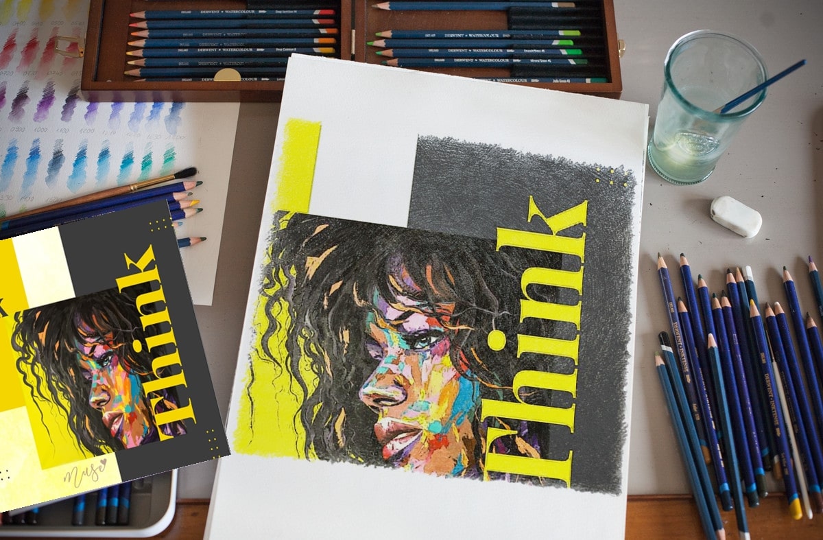 artist workplace canvas and pencils